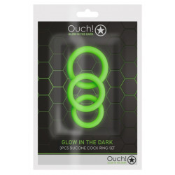 Ouch! Glow Lot de 3 cockrings phosphorescent Glow Annels 20-30mm